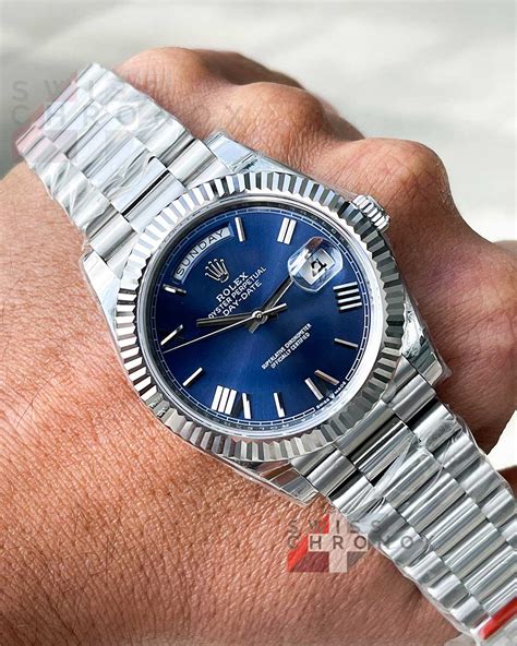 rolex day date bleu|rolex day date 40 series.